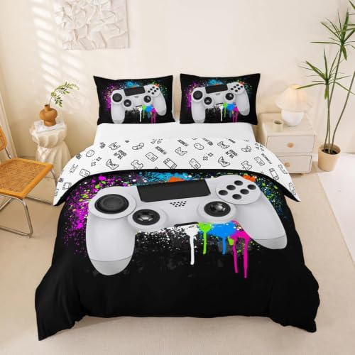 Homemissing Set di Biancheria da Letto per Ragazzi e Bambini - Copripiumino Colorato Con Controller di Gioco Moderno - per Letto Singolo