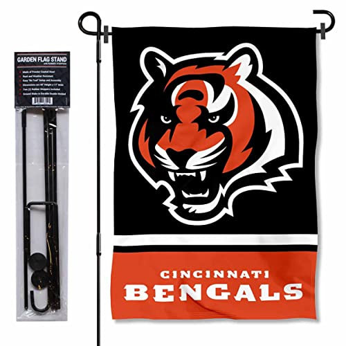 Cincinnati Bengals Bengalkopf Gartenflagge mit Flaggenstock und Fahnenmast Halterung