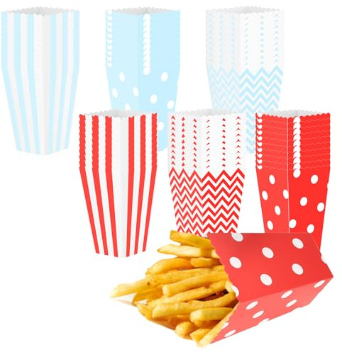 60 StkPopcorn Tüten, Popcorntüten, Popcornboxen, Popcorn Becher, Candy Partytüten Set, Popcorn Boxes, Geschenktüten, Partytüten für Weihnachten Geburtstag Hochzeit