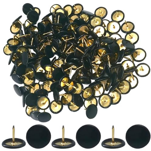 Ruidee 150 Stück Reißzwecken Metall Dekorative Reißzwecke Reißnagel rund mit Kunststoffköpfen und Stahlspitzen (Schwarz)