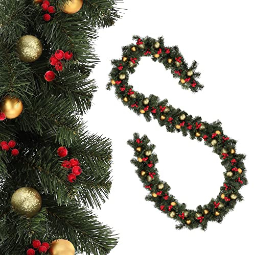 KADAX Weihnachtsgirlande, Dekogirlande für Treppen und Kamin, 195cm Lange Tannengirlande, Künstliche Kiefergirlande aus PVC-Folie, Weihnachtsdekoration (Rudolph)