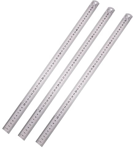 CRAKES 3X Groove Edelstahl Metrisches Lineal 50cm Edelstahl Metrisches Lineal