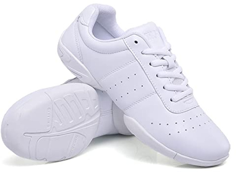 Uhclrr Aerobic Schuhe Kinder Fitness Schuhe Gymnastik Tanzschuhe Cheerleading Schuhe Quadratische Tanzschuhe Frauen(35 EU, White)
