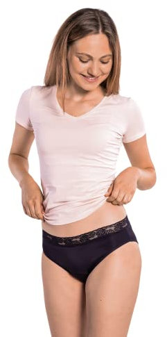 Selenacare Periods Ropa interior Classic (días fuertes) - Ropa interior menstrual para mujer, bragas lavables y antibacterianas, 100% vegana, ingesta de 35 ml, Negro , S