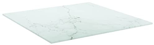 Keketa Tischplatte Ersatztischplatte Marmorplatte Glasplatte Schreibtischplatte Tischplatte Ersatztei für Esstisch Couchtisch Gartentisch Weiß 50x50 cm 6 mm Marmordesign
