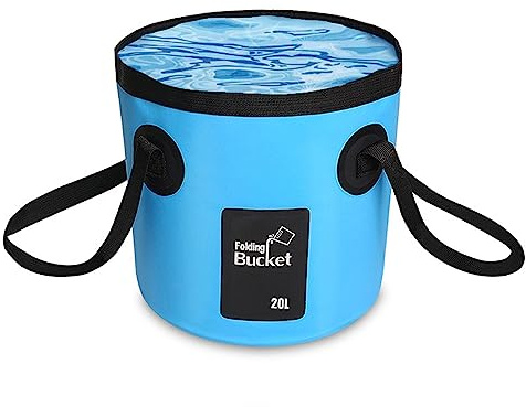 Cubo plegable, Cubo Plegable Multifuncional, 20 L, para Pescar, Viajar, Acampar, Excursión, Azul