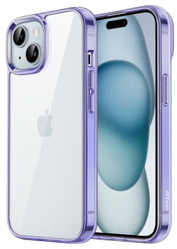 JETech Hülle für iPhone 15 6,1 Zoll, Anti-Vergilbung Handyhülle Stoßfest, Schutzhülle Anti-Kratzt Transparent Rückseite (Helles Lila)