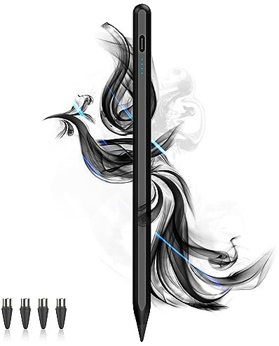 Stylus Pens for Touch Screens Power-Display Tablet Pen POM Tip Magnetic Rechargeable iPad Pen Compatible with iPhone/iPad/Samsung/Lenovo/and Other iOS/Android smartphone and Tablet Devices (Black)