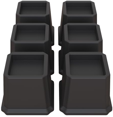 Lutown-Teen Bed Risers 3 inch Heavy Duty, 6 Pack Furniture Risers, Black