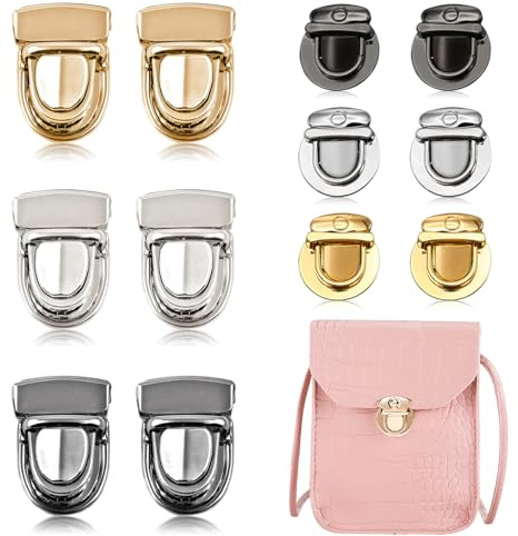 Zasjon 12 Piezas Cierres para Bolsos Metalico, Cierres de Pulgar para Bolsos Cierres Cerradura de Monedero Cierres para Bolsos, Hebillas para Bolsos para Monederos, DIY Accesorios para Bolsos