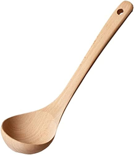 Louche en Bois, Louche en Bois Vaisselle Cuillère à Soupe en Bois avec Bois Long cuillère en Bois Non Peinte Manche Long ménage Grande cuillère à Soupe en Bois cuillère à bouillie (Couleur : Bois, Tai