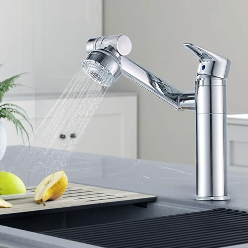 Wasserhahn Bad, Universeller 360 ° drehbarer Wasserhahn, Kaltwasserhahn Gäste WC Waschbeckenarmatur, Warm- und Kaltwasserhahn Für Badezimmer (Silber)