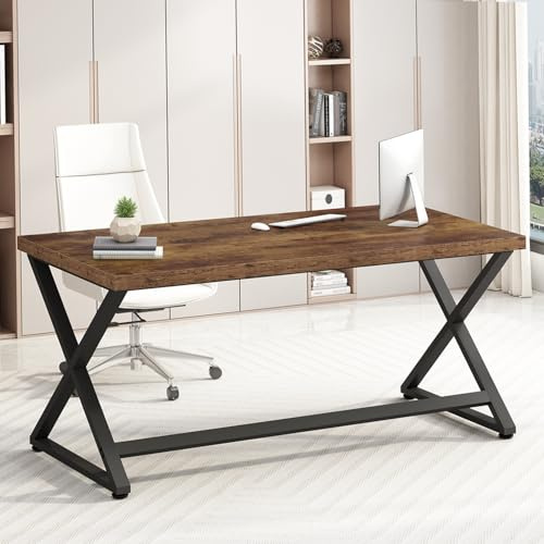 IBF Vintagebraun Schwarz Schreibtisch PC Tisch Gaming Computer Desk 140 cm | Holz Eiche Schreibtisch Computertisch Bürotisch klein für Gaming PC Büro Homeoffice Arbeitszimmer