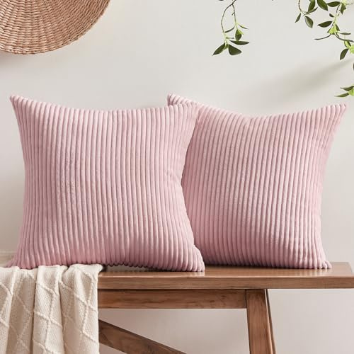 Softalker Cord Kissenbezug 40x40 rosa Frühling flauschig 2 Stücke Kissenhüllen Sofakissenbezüge Sofakissen Dekokissen Couchkissen Aesthetic Deko für Sofa Wohnzimmer Schlafzimmer Bett Mädchen Zimmer