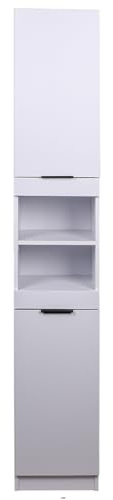 Shally Dogan Armario de Columna Alto para Ahorrar Espacio, 2 Puertas y 2 estantes, Mueble Estrecho Independiente, Mueble de Almacenamiento Multiusos, salón, baño, Cocina, estantería, Oficina (Blanco)