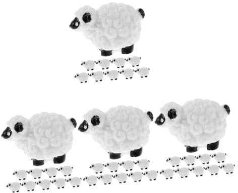 Amosfun 40 STK Mikro-Landschaftsverzierung winzige Tierfiguren Tierziegenmodell Figuren für draußen miniaturfiguren miniaturen Figuren Tischdekoration Figuren Wohnkultur Harz Weiß