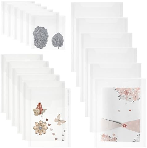 AHANDMAKER 36 x Transparente Aufbewahrungstaschen Für Stempel Und Stanzformen. Kunststoff Aufbewahrungsplatten Für Stempel In 3 Größe Aufbewahrung von Stanzungen Taschen Für Die Kartenherstellung