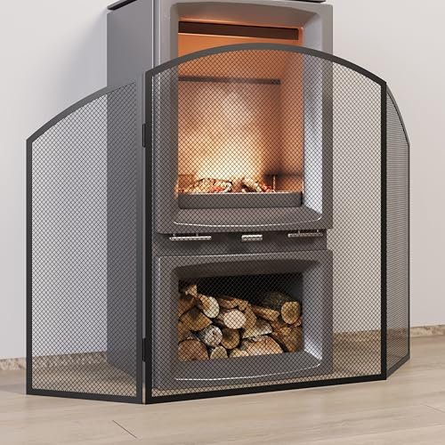 Kingson Parascintille nero 96,5 x 61 cm per bruciatori a legna e bruciatori a legna di sicurezza per bambini