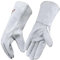 MYSAFETY Guantes de Soldadura de Cuero para Hombre o Mujere, Guante Ignifugos y Resistentes al Calor, Barbacoa,Horno,Chimenea,Cocina, Panadería,Parrilla, Estufa, Soporte de Olla,Soldador,Blanco