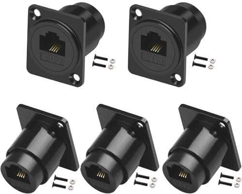 PENGLIN 5PCS Connecteur de ligne téléphonique RJ11 d-type D,CAT3 Connecteur femelle vers femelle,de câble téléphonique 6P4C Adaptateur