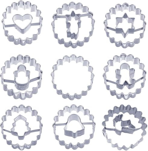 9 Mini emporte-pièces de Noël, mini emporte-pièces, emporte-pièces en acier inoxydable, petits emporte-pièces de Noël pour la décoration de gâteaux et de biscuits