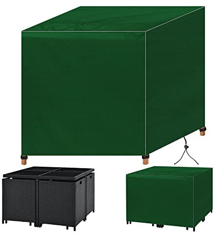Gartenmöbelabdeckung für Stapelstühle, 110 x 110 x 85 cm, silberfarben, Schutzhülle für Gartenliege, Sonnenliege, Liegestuhl, wasserdichte Gartenmöbelabdeckung