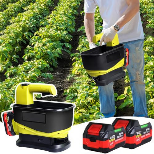 5,5 L Handstreuer FüR Rasensamen + 2 X 4,0 Ah Akku, Einstellbare Streubreite, Variable Durchflussmenge, StreugeräT FüR Steinsalz, FüR Saatgut, Futter, DüNger