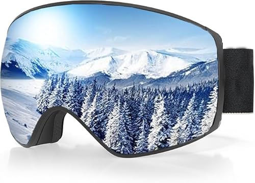 faliring Skibrille, Snowboard Brille für Brillenträger Herren Damen Erwachsene Jugendliche UV-Schutz Anti Fog Skibrillen Sphärisch Verspiegelt