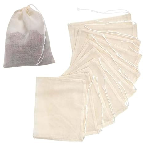Muslin Bags, 30 Pcs Reusable Tea Bags, 100% Cotton Muslin Drawstring Bag 10 * 8cm for Cooking, Reusable Mesh Bag Tea Coffee Filter Spices Storage, Spice