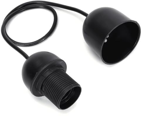 VoltShine Lamphållare - E27 plastlamphållare, kabel 2 x 0,75 mm², längd 0,5 m, svart för säkra elinstallationer