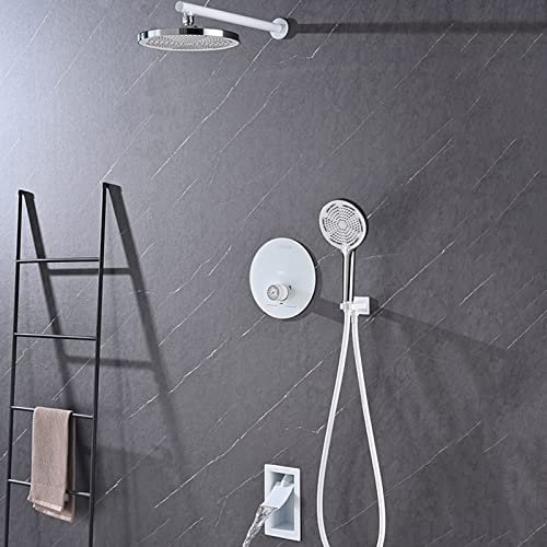 Bath Mixer Tap 3 Way Concealed Thermostatic Shower Mixer Set Rain Shower, Shower Mixer Set with Shower Head and Hose and Holder