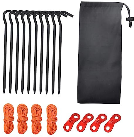 HEMOTON 1 Juego Clavijas de Tierra Resistentes Carpa con Dosel Lona de la Tienda pabellón cámping Suelo Accesorios para Acampar Clavijas de Dosel con Cuerdas de Viento aleación de Aluminio