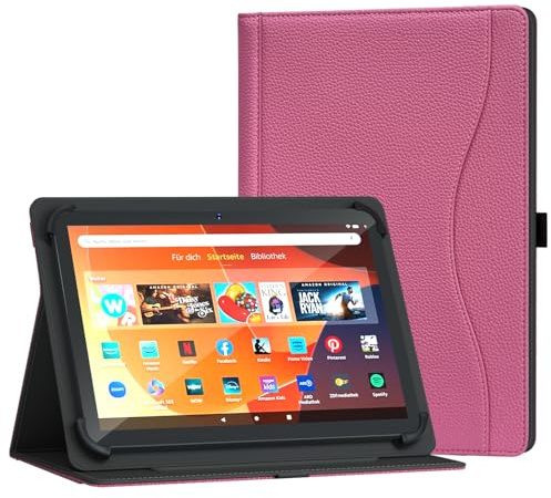 XunyLyee Universelle 10 & 11-Zoll-Tablethülle für Android 15/16 Tablets | Hülle für 9,7-11-Zoll Android Tablets, Ständer mit mehreren Betrachtungswinkeln und Tasche, Pink