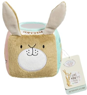 Rainbow Designs 'Guess How Much I Love You' Sensory Baby Activity Cube - Soft-Play Toy with Textured Sides & Little Nutbrown Hare - Educational Tactile Cube for Motor-Skills Development
