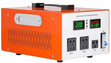 LADECNERHT Output 220V Voltage Transformer Converter Regulator Stabilizer with Voltage Meter - Step Up/Down for TV, refrigerator, computer, stereo and other equipment,5000W-110V