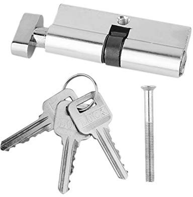 IZHAOGJING Schließzylinder, Zylinderschloss 70mm Aluminium Metall Türschloss Zylinder Home Security Anti-Snap Anti-Drill mit 3 Tasten Silber Set-Werkzeuge