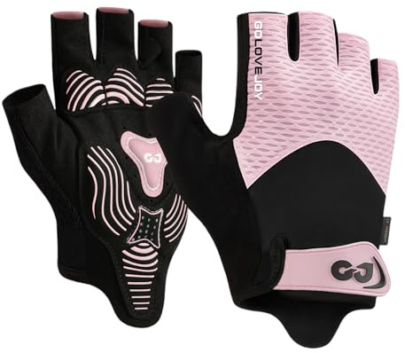 flintronic Fahrradhandschuhe Halbfinger, Radsporthandschuhe rutschfeste und Stoßdämpfende mit 6mm Polsterung, Atmungsaktiv Radsporthandschuhe für Mountainbike, Rennrad, Fitnessstudio (Rosa A)