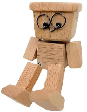 Statuetta di legno oscillante fatta a mano, per auto, divertente testa oscillante, in legno naturale, per dashboard, scrivania, ornamenti, action figure regalo per uomini, amanti 'auto, ufficio