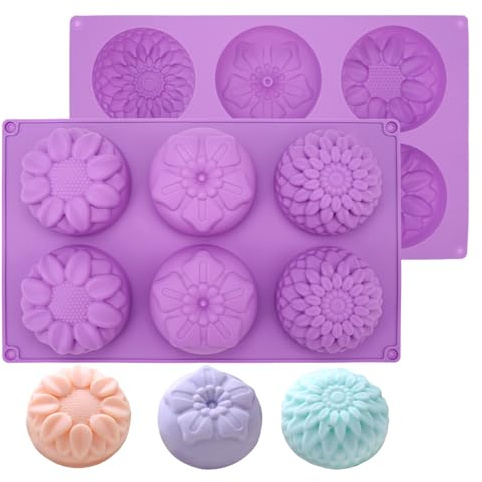 Seifenformen Silikon, 6 Hohlräume Gießformen, Wiederverwendbar Silikonform Seifenform Antihaft & Bpa Freie, Soap Molds Leicht zu Entfernen, für Handgefertigte Seife, Cupcakes, DIY Hausgemachte