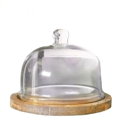 Charlies Glass Cake Dome with Wooden Base - 21cm