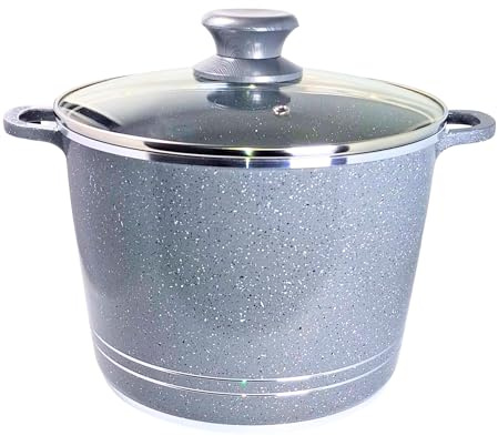 Everypan Speckled Granite Non-Stick Tall 5.4L Stockpot with Glass Lid – Deep Soup Pot, Large Cooking Pot, Induction Compatible Cookware for Soup, Stew & Boiling (Grey)