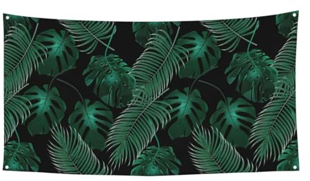 Striscione grande con stampa verde foglia di banano, per feste di compleanno, decorazione da appendere per regali di celebrazione