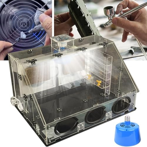 Cabine de peinture aérographe 40W pour maquettes, table de peinture pour gâteaux et loisirs créatifs, kit de peinture avec éclairage LED et tuyau d'évacuation, armoire de peinture transparente et ét