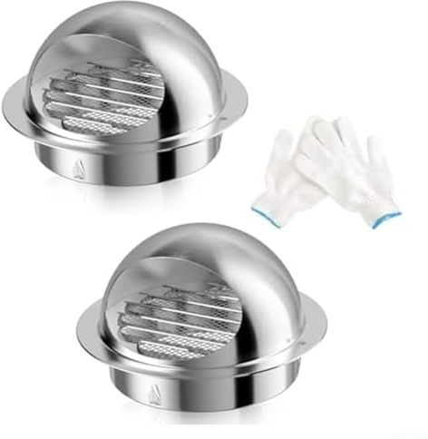 Besttoolifes Rejilla de ventilación externa de acero inoxidable 304 con pantalla para secadora, extractor de baño, aire acondicionado, cocina (100 mm, 2 unidades)