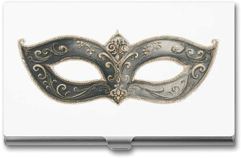 Jubonexis Elegantes schwarzes Visitenkartenetui mit Spitze, für Maskenmasken, Visitenkartenhalter, Tasche, schlankes Metall, Visitenkartenetui für Damen und Herren