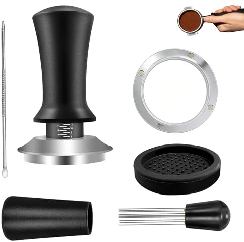 VZU 51mm Espresso Accessories Kit, Spring Loaded Coffee Tamper with Stand, Coffee Stirrer & Distribution Tool, 5Pcs Barista Set for Espresso Machine