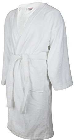 Clinotest Accappatoio da donna e da uomo, resistente alla cottura senza restringimento o pelucchi, accappatoio in spugna di cotone bianco – Cappotto da sauna certificato OEKO TEX senza cappuccio –