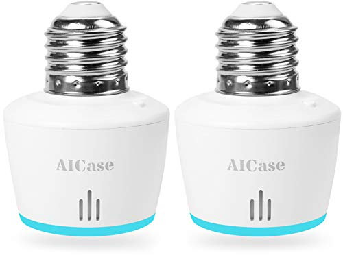 AICase Smart WiFi E27 Light socket, Intelligent WLAN [2 pezzi] Home Remote Control Light Lamp Bulb Holder Works with ALEXA e Google Home-white (Smart WiFi E27 Light socket)