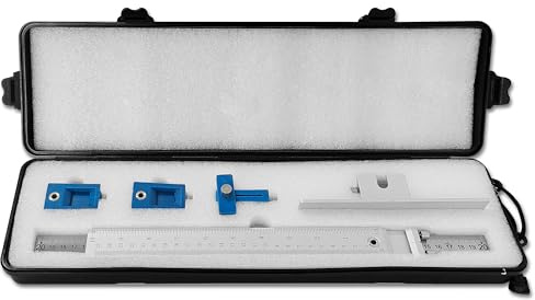 Cabinet Hardware Jig Tool，Adjustable Drill Guide Template Tool for Installation of Door Drawer Front Knobs Handles and Pulls-Blue Aluminium Box