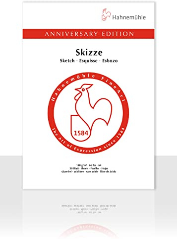 Hahnemühle Skizzenblock Jubiläum, Anniversary Edition, A4, 140g/m², 50 Blatt